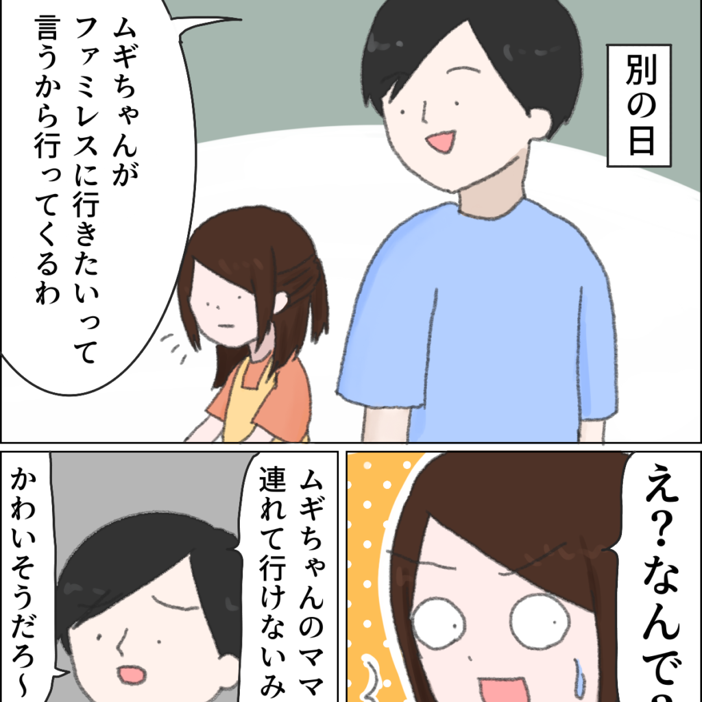 娘の友達と出かけるとわざわざ宣言して行く夫に疑問しかない。娘より他人の子を優先する夫［７－１］｜ママ広場マンガ