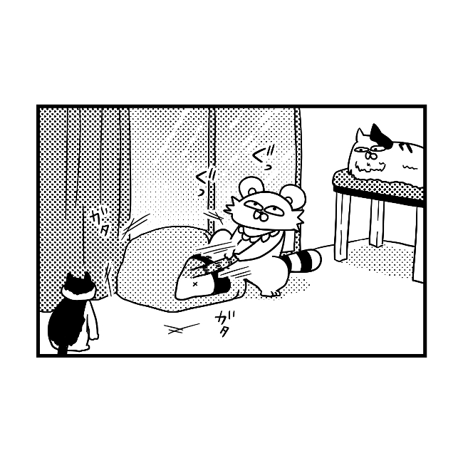天敵現る！？平穏な生活を奪われた猫たち｜ぽこたろー育児漫画